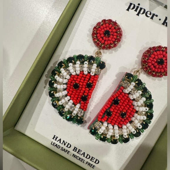Piper K Hand Beaded fun watermelon earrings 🍉🍉 add some fun& flare to any outfit - Picture 4 of 8